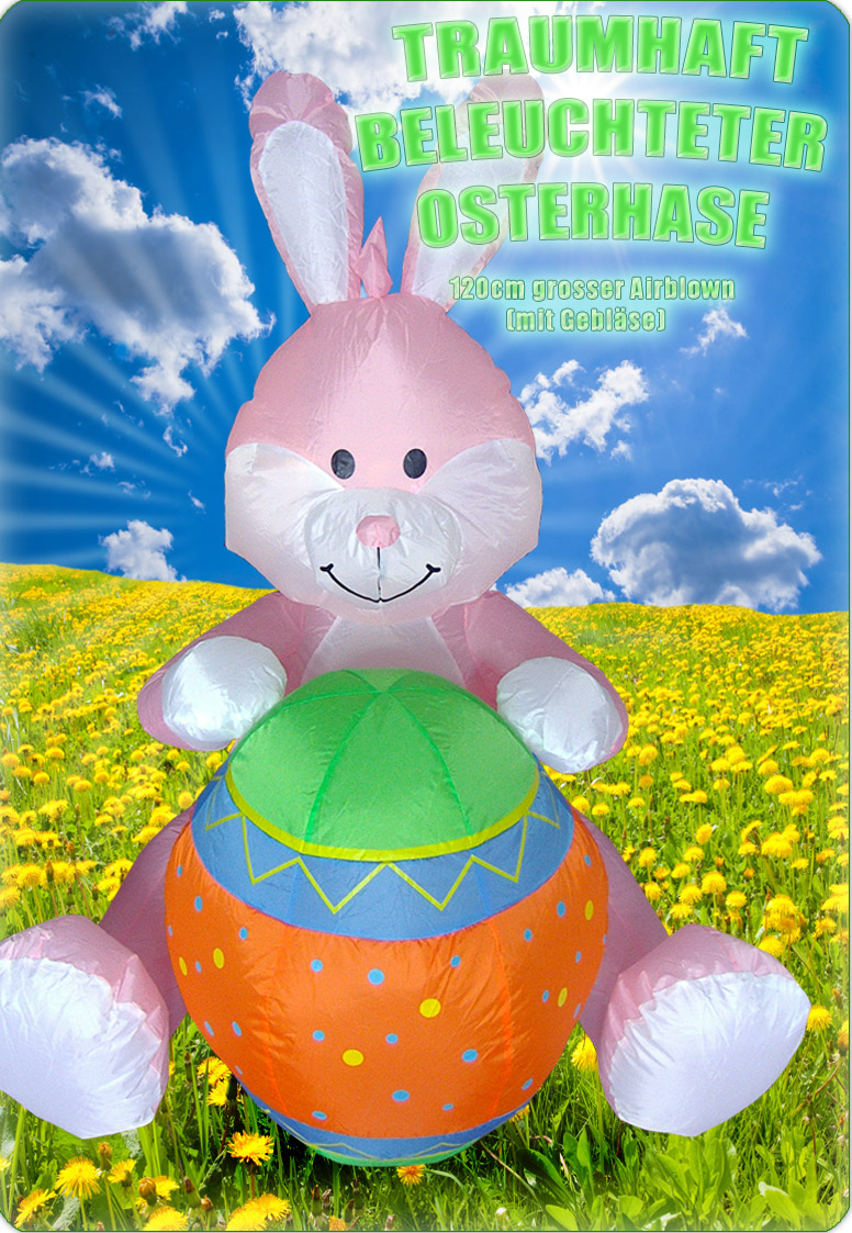 WUNDERSCHÖNE OSTER DEKORATION 120CM SITZENDER OSTERHASE MIT